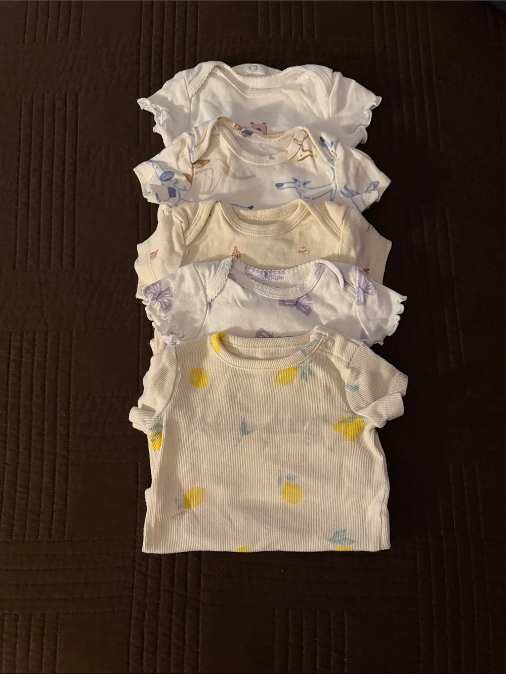Carter's Baby Bodysuits Set in White, Yellow, Purple